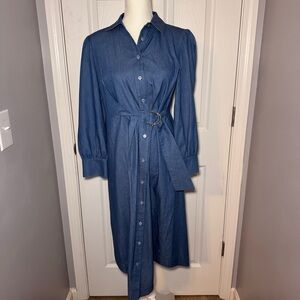 PEARL by LELA Rose Chambray Shirt Dress